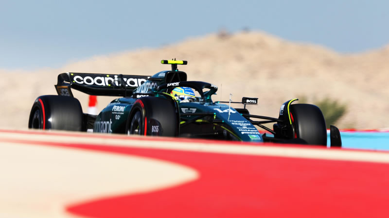 Alonso y Stroll contentos por el ritmo inicial del Aston Martin AMR23 en Bahrein