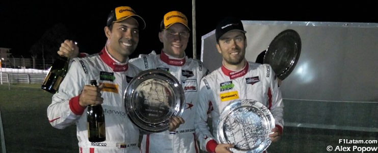 El venezolano Alex Popow festejó en el podio en las 12 Horas de Sebring 
