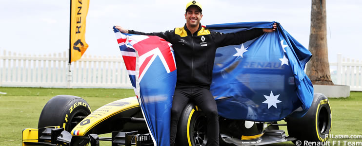 Daniel Ricciardo feliz por debutar en su Gran Premio en casa con Renault F1 Team 