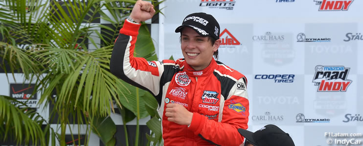 Victoria del piloto colombiano Gabby Chaves en la Indy Lights en Long Beach
