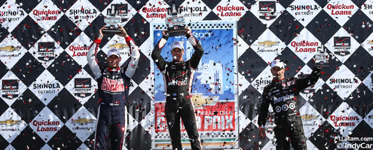 Doblete y liderato en el campeonato de la IndyCar Series para Penske en Detroit
