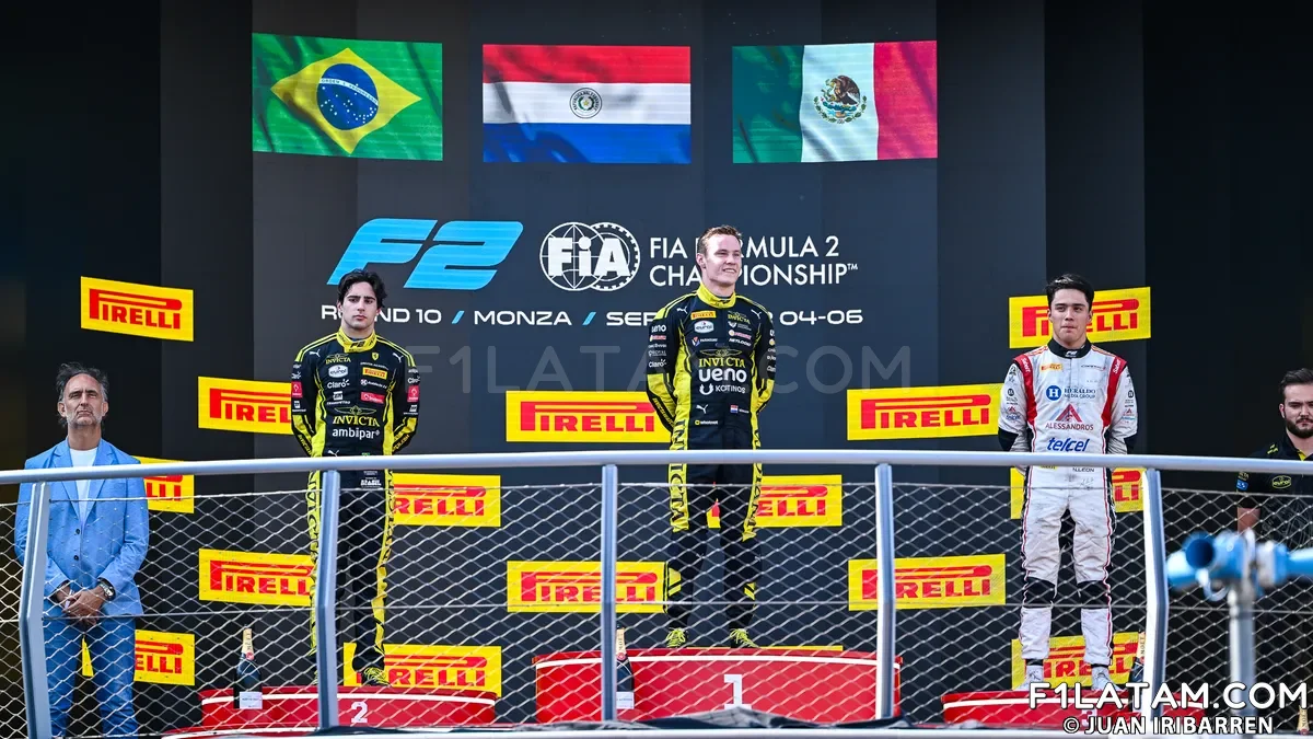 Duerksen logra doble victoria en Monza en F2 con top 3 latinoamericano y de Escudería Telmex Telcel