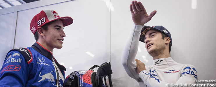 Márquez, Pedrosa y Cairoli probaron un auto de Fórmula 1 en Austria 