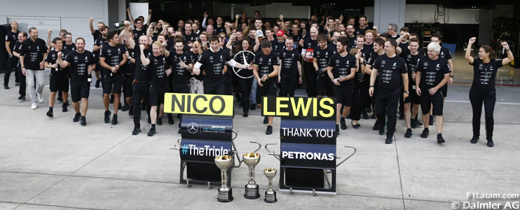 Mercedes AMG logra su tercer campeonato mundial de constructores consecutivo en F1 