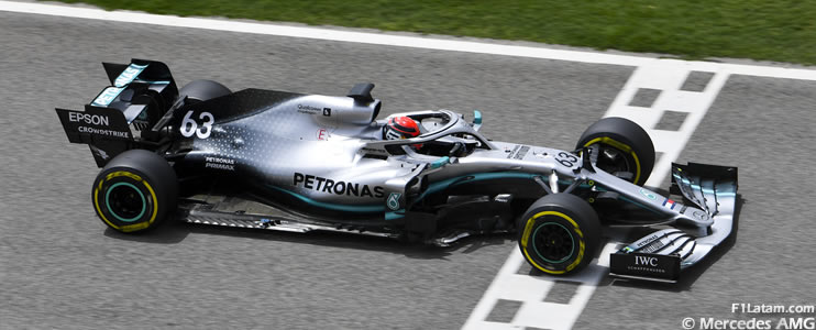 Russell manda con Mercedes en el segundo día de tests en Bahrein 