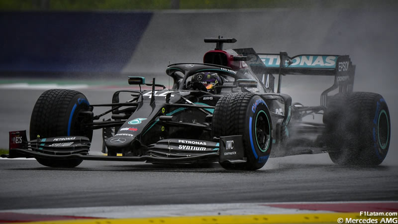 Hamilton brilló bajo la lluvia y se llevó la pole en Spielberg - Reporte Clasificación - GP de Estiria
