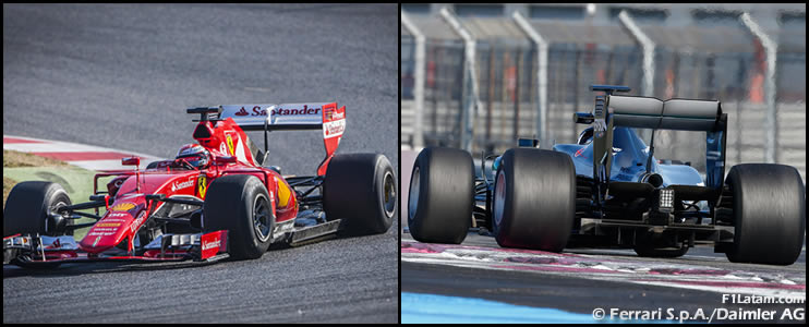 FOTOS: Ferrari y Mercedes prueban los neumáticos anchos de Pirelli para 2017 