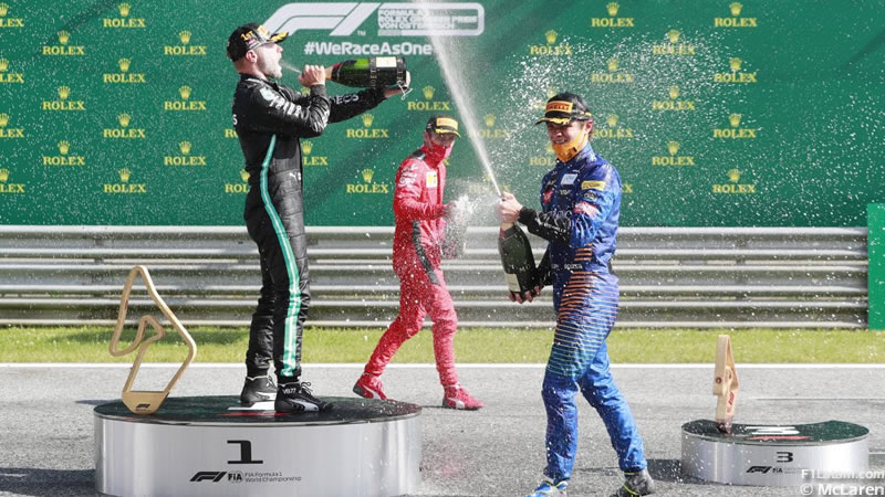 Bottas logra la victoria. Leclerc y Norris completaron el podio - Reporte Carrera - GP de Austria