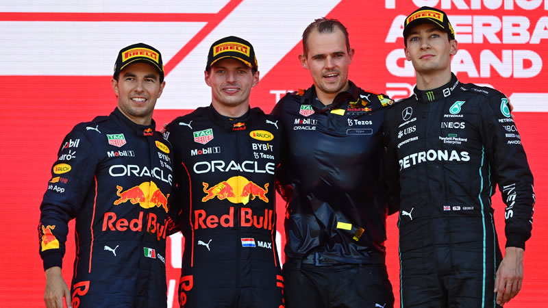 Verstappen gana y Pérez completa el doblete. Doble retiro de los Ferrari - Reporte Carrera - GP de Azerbaiyán 