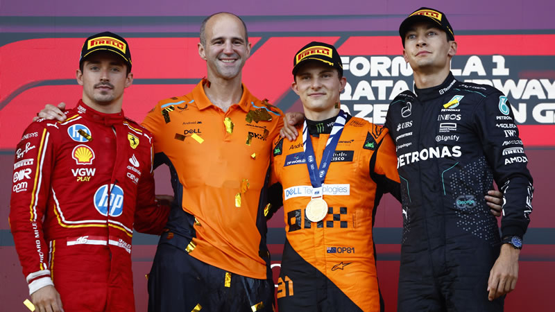 Piastri gana en Bakú. Polémica colisión entre Sainz y Pérez al final - Reporte Carrera - GP de Azerbaiyán