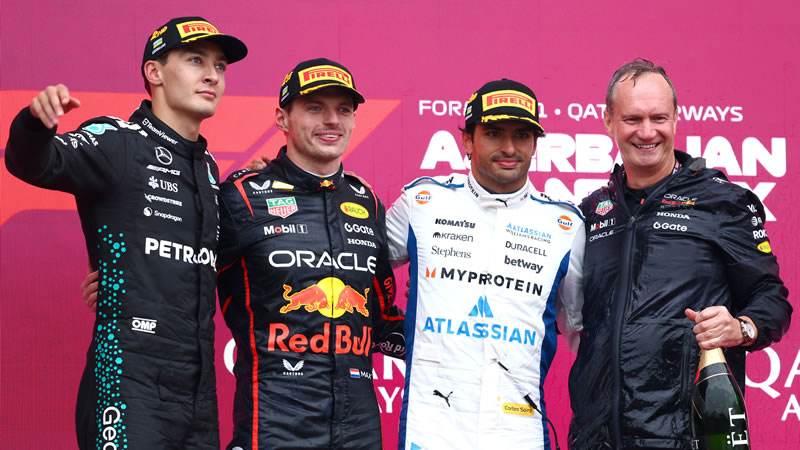 Verstappen gana, Sainz logra su primer podio con Williams y Piastri choca - Reporte Carrera - GP de Azerbaiyán