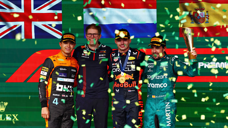 Verstappen gana. Norris y Alonso completan el podio en Interlagos - Reporte Carrera - GP de Brasil 