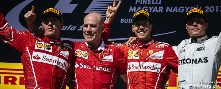 Vettel se llevó la victoria y Ferrari logró el doblete con Räikkönen - Reporte Carrera - GP de Hungría 