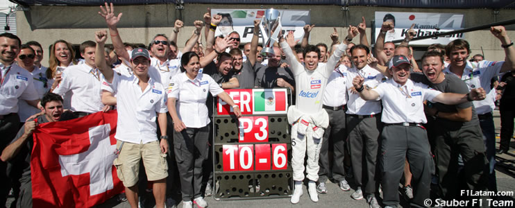 Segundo podium de Sergio Pérez en la Fórmula 1 - Reporte Carrera - GP de Canadá - Sauber 