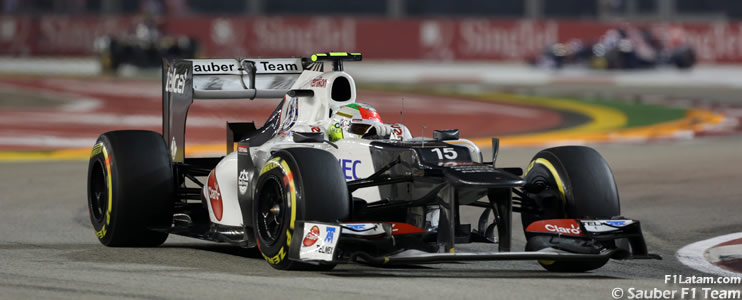 Tras penalización de Webber, Pérez rescata un punto - Reporte Carrera - GP de Singapur - Sauber 