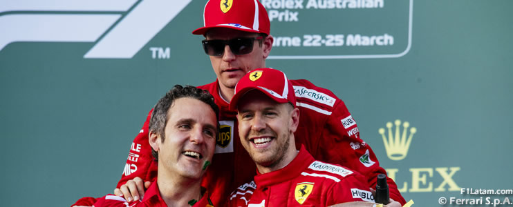 Vettel y Räikkönen contentos por el buen inicio de Ferrari en la temporada 2018
 