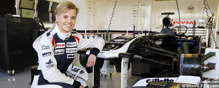 Susie Wolff, Daniel Juncadella y Pastor Maldonado con Williams en el test de Silverstone
