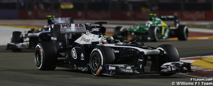 Maldonado queda en la frontera de los puntos - Reporte Carrera - GP de Singapur - Williams 